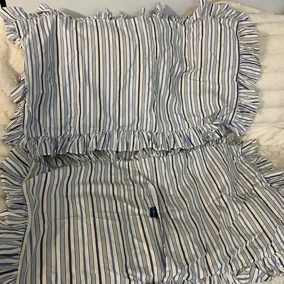 Ralph Lauren Vintage Blue Striped Pillow Shams - Picture 2 of 3